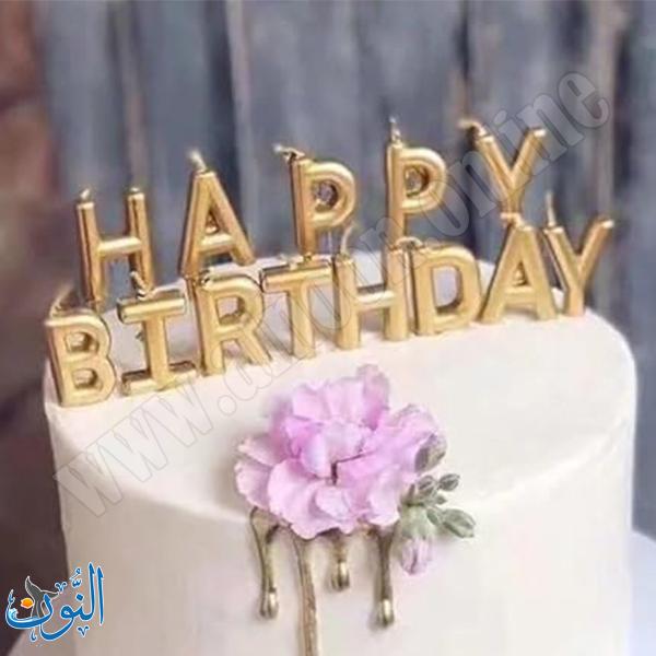 شمع للكعك لون واحد HAPPY BITHDAY