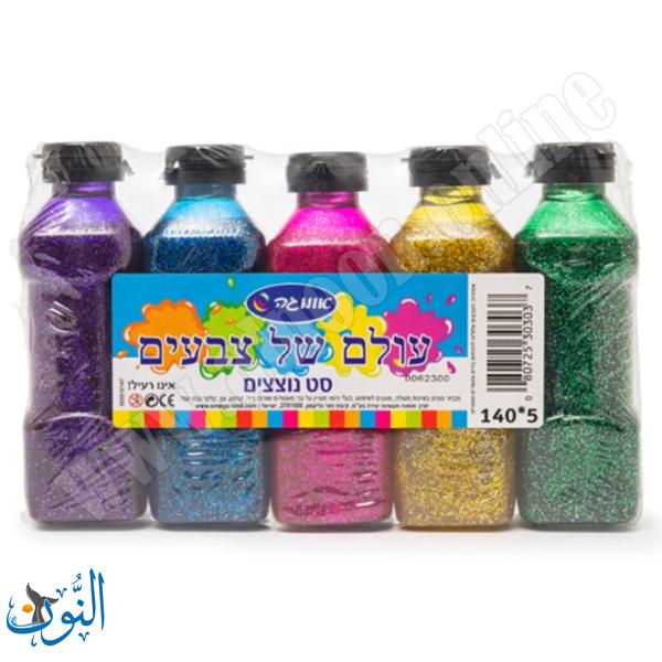 طقم الوان لزج هلامي مع لمعة 5 لون×140غم اوميغا
