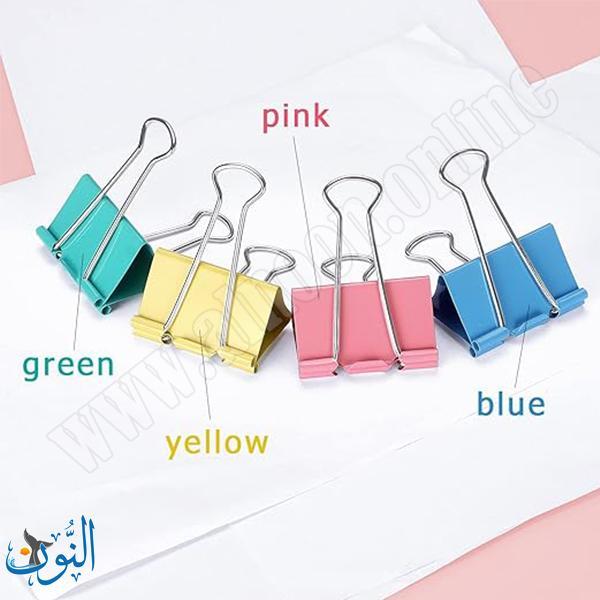 ملاقط ورق ملونة 32 ملم علبة 24 قطعة