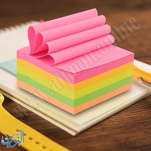 ورق ملاحظات لاصق 5 لون مضيء قياس 76*76 ملم 300 ورقة