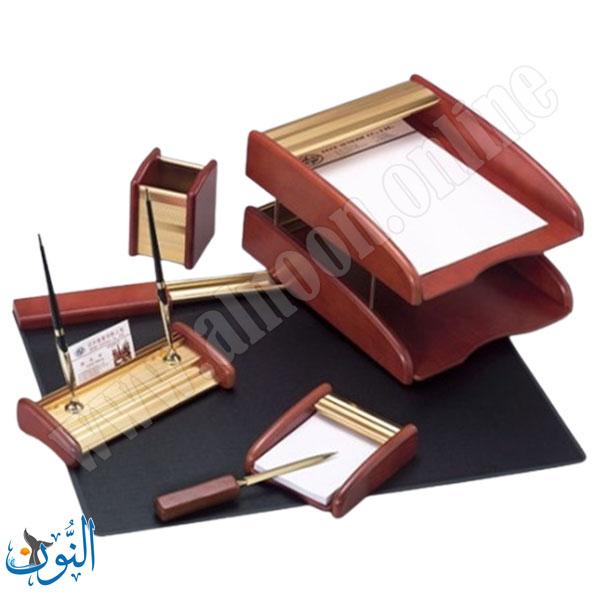 طقم مكتب مدير 6 قطع بني و ذهبي
