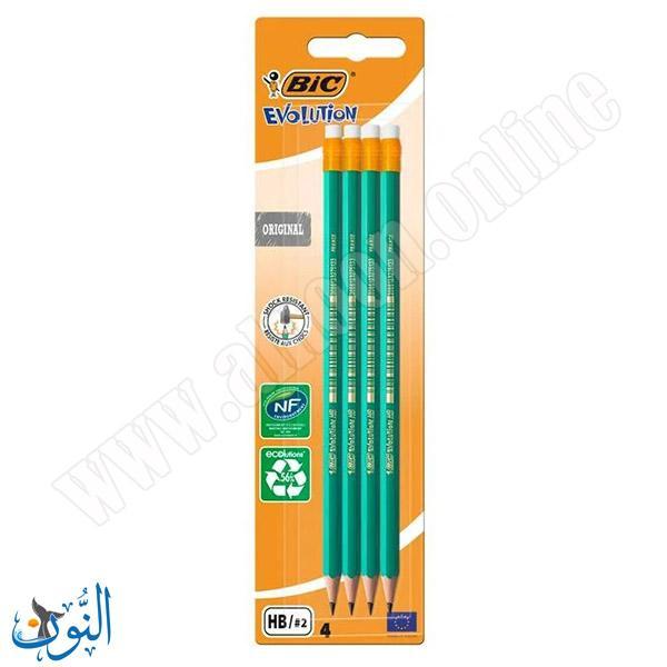4 اقلام رصاص مع ممحاة BIC Evolution