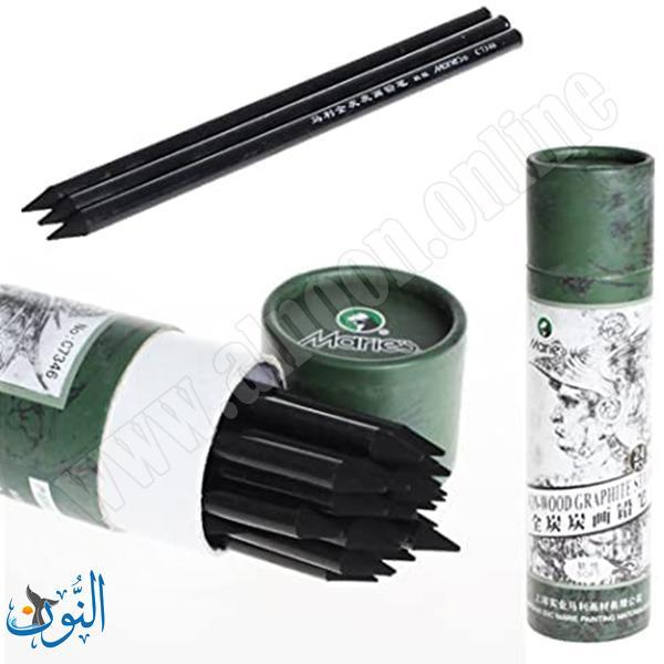قلم فحم فني غير خشبي علبة 24 قلم للرسم والتظليل ماريس  Soft