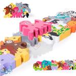 مكعبات الأحرف أشكل حيوانات خشبية