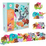 مكعبات الأحرف أشكل حيوانات خشبية