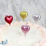 شمع للكعك شكل قلوب ملون 5 قطع