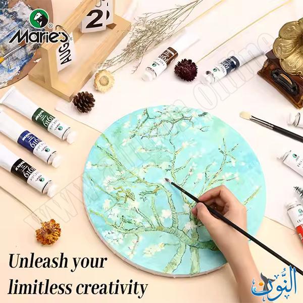 لوحة قماش للرسم شكل دائري 30 سم قطن 100% ماريس