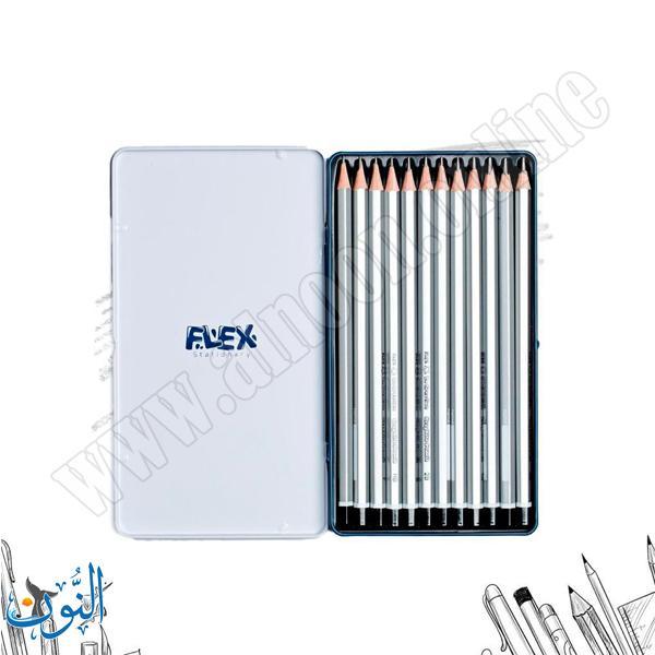 طقم أقلام رصاص صناعي في علبة معدنية FLEX