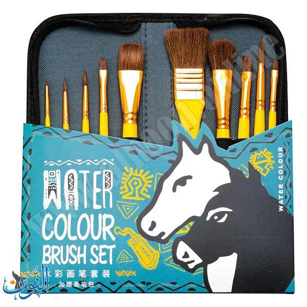 طقم 10فراشي الوان مائية مع حقيبة ماريس