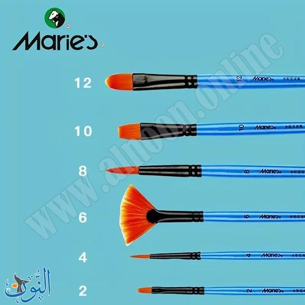 طقم 6 فراشي نايلون للطلاب و المبتدئين ماريس