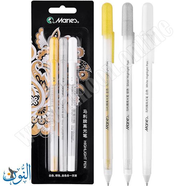 طقم ثلاثة أقلام حبر لزج للكتابة على الورق داكن اللون ماريس