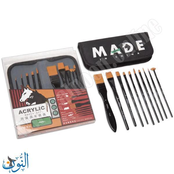 طقم 10فراشي الوان اكريليك مع حقيبة ماريس