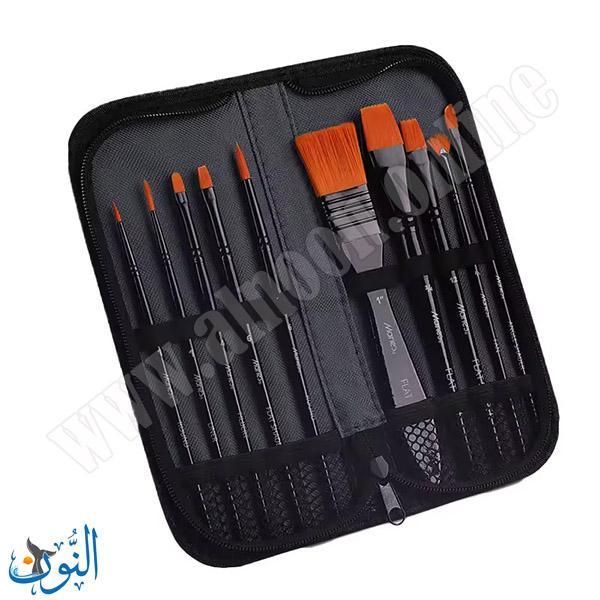 طقم 10فراشي الوان اكريليك مع حقيبة ماريس