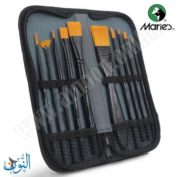 طقم 10فراشي الوان اكريليك مع حقيبة ماريس
