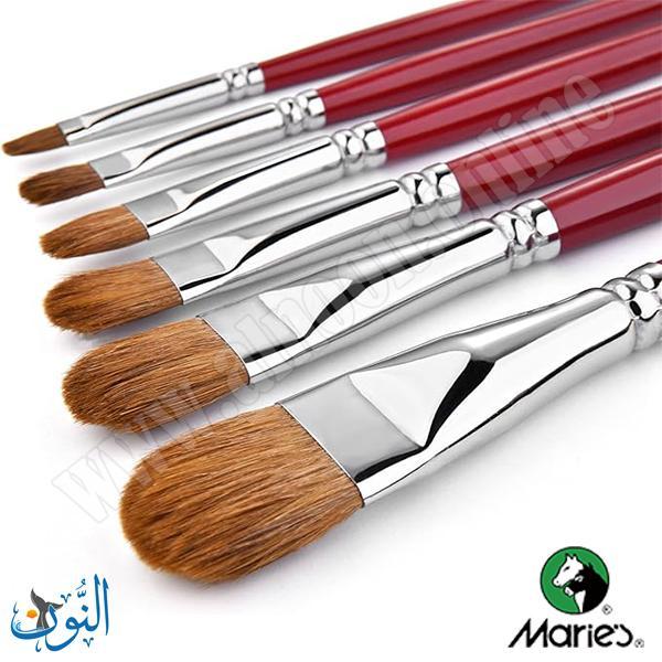 طقم 6 فراشي سابل أحمر  رأس دائري ماريس