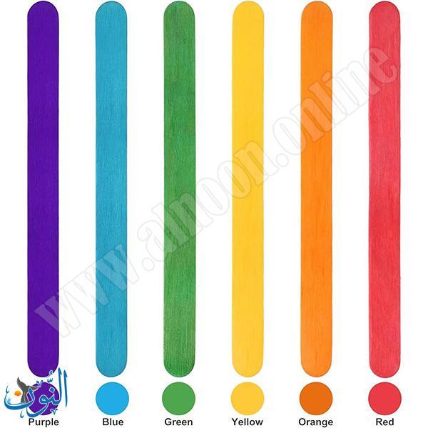 عيدان خشبية ملون -  50 قطعة -