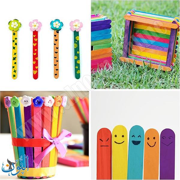 عيدان خشبية ملون -  50 قطعة -