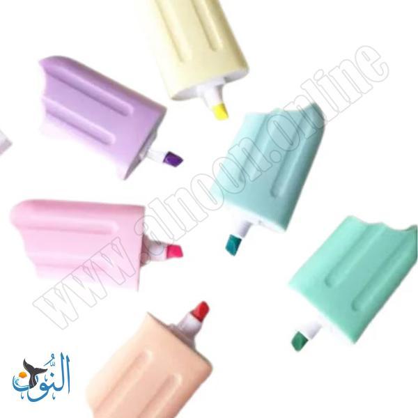 اقلام تحديد 6 لون شكل بوظة