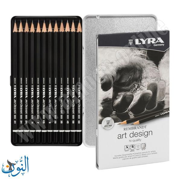 طقم 12 قلم جرافيت للرسم LYRA art design
