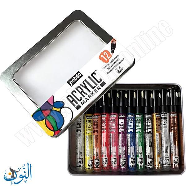 طقم أقلام اكريليك 12 لون pebeo Acrylic Marker