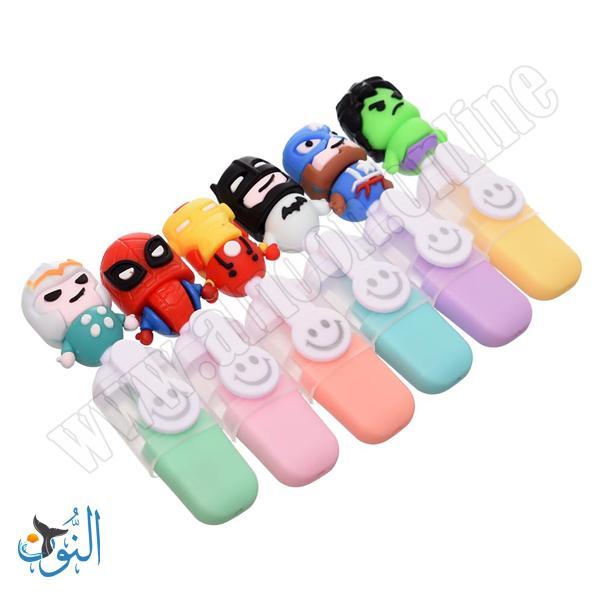 اقلام تحديد 6 لون شكل مارفلز