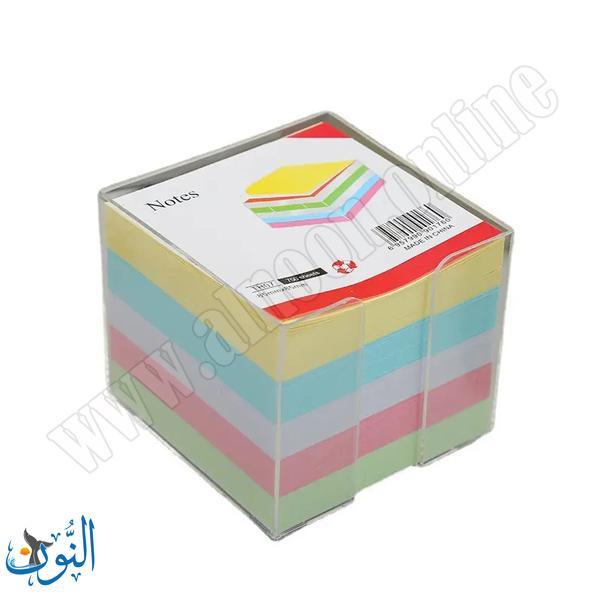 ورق ملاحظات ملون مع علبة بلاستيك - 500 ورقة -