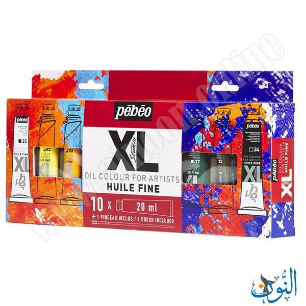 طقم الوان زيتية 10 لون 20 مل + فرشاة pebeo XL