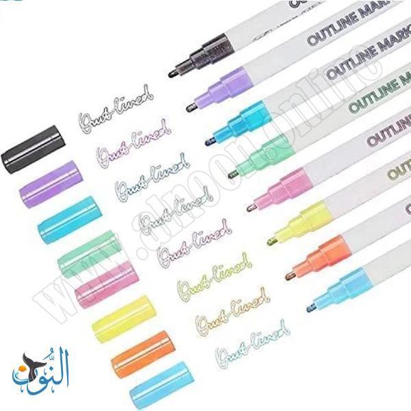 قلم خط مزدوج 8 لون OUT LINE PEN