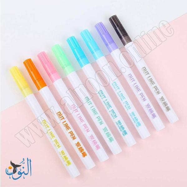 قلم خط مزدوج 8 لون OUT LINE PEN