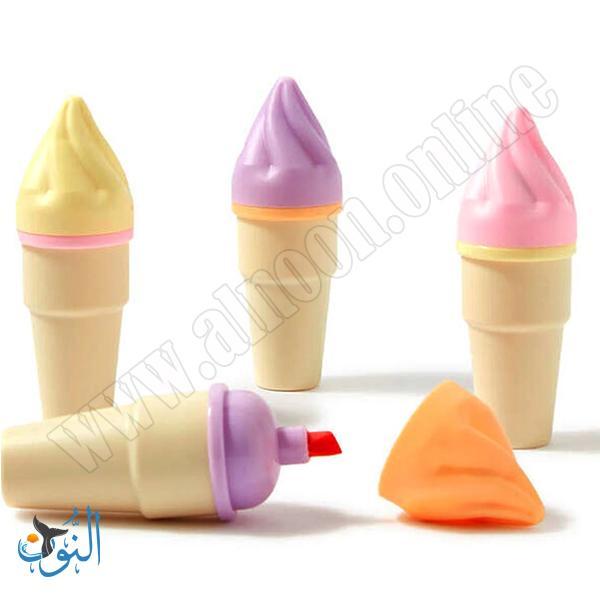 اقلام تحديد 6 لون شكل قرطوس بوظة