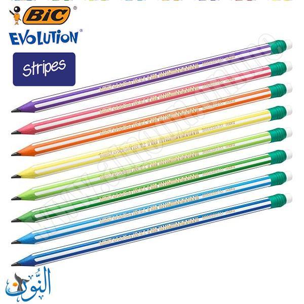 8 اقلام رصاص مع ممحاة BIC STRIPES