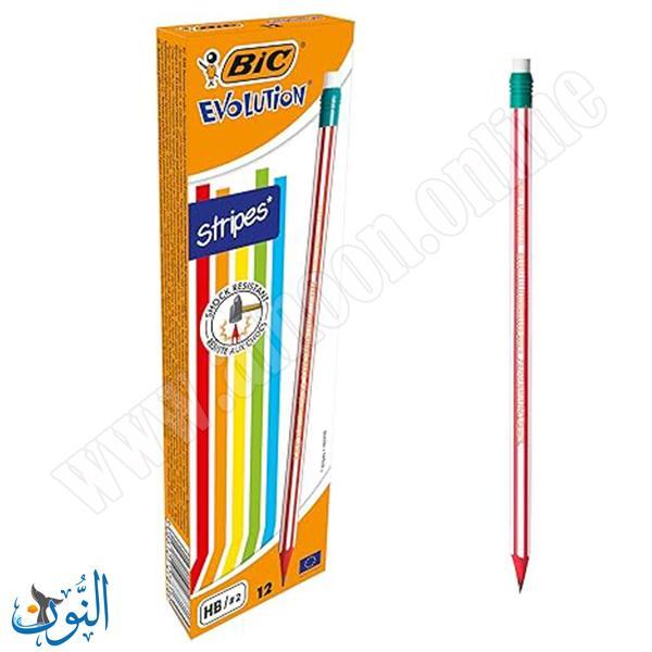 12 قلم رصاص مع ممحاة BIC STRIPES