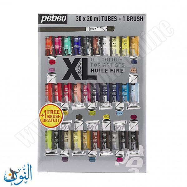 طقم الوان زيتية 30 لون 20 مل + فرشاة pebeo XL