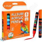 طقم اقلام اكريليك 8 لون Y.PLUS