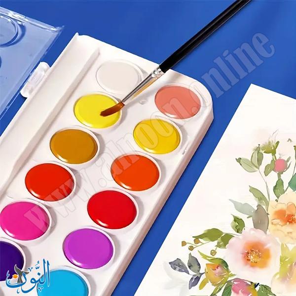 الوان مائية صلبة مع فرشاة ماريس