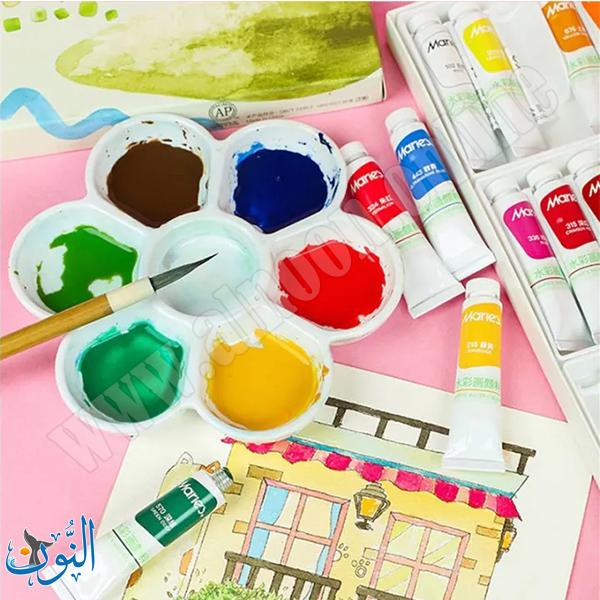 طقم الوان مائية 12 مل قابلة للغسل ماريس